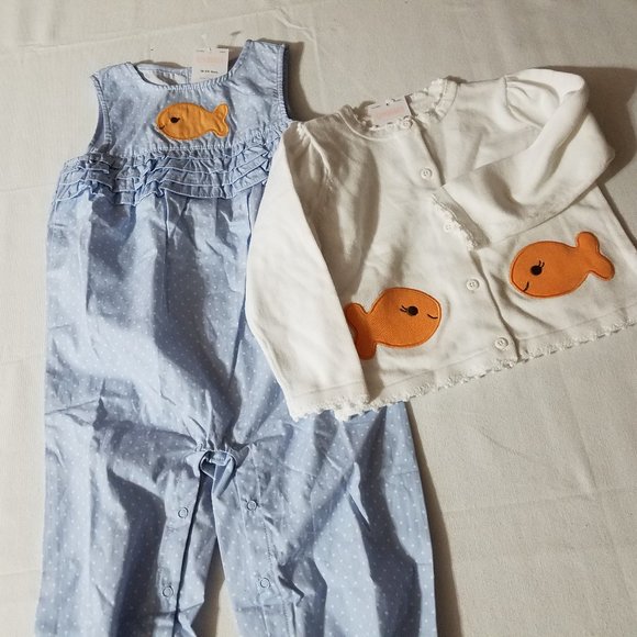 Gymboree Little Goldfish NWT 18-24 Month Romper & sweater set. - Picture 1 of 10